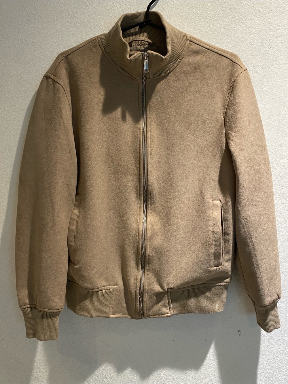 Men's Zip-Up Bomber Jacket in Tan